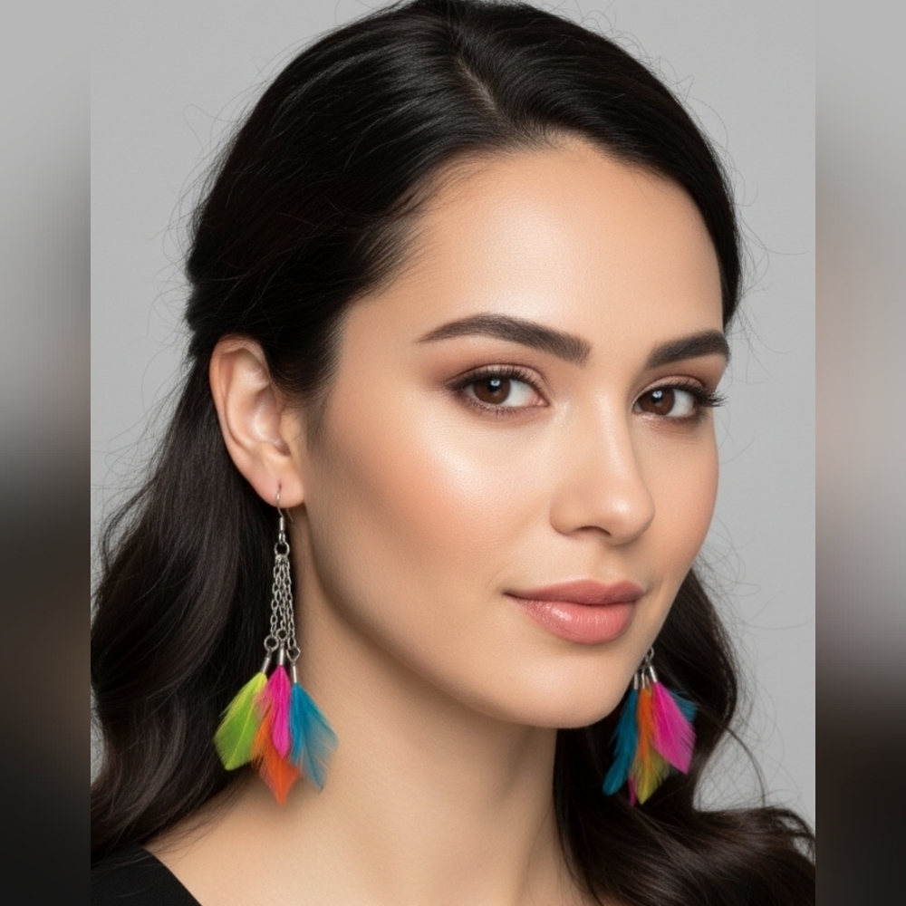 Claire's Colorful Feather Dangle Earrings